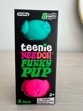Schylling Teenie Needoh Funky Pup 3-Pack - Teal, Orange & Hot Pink